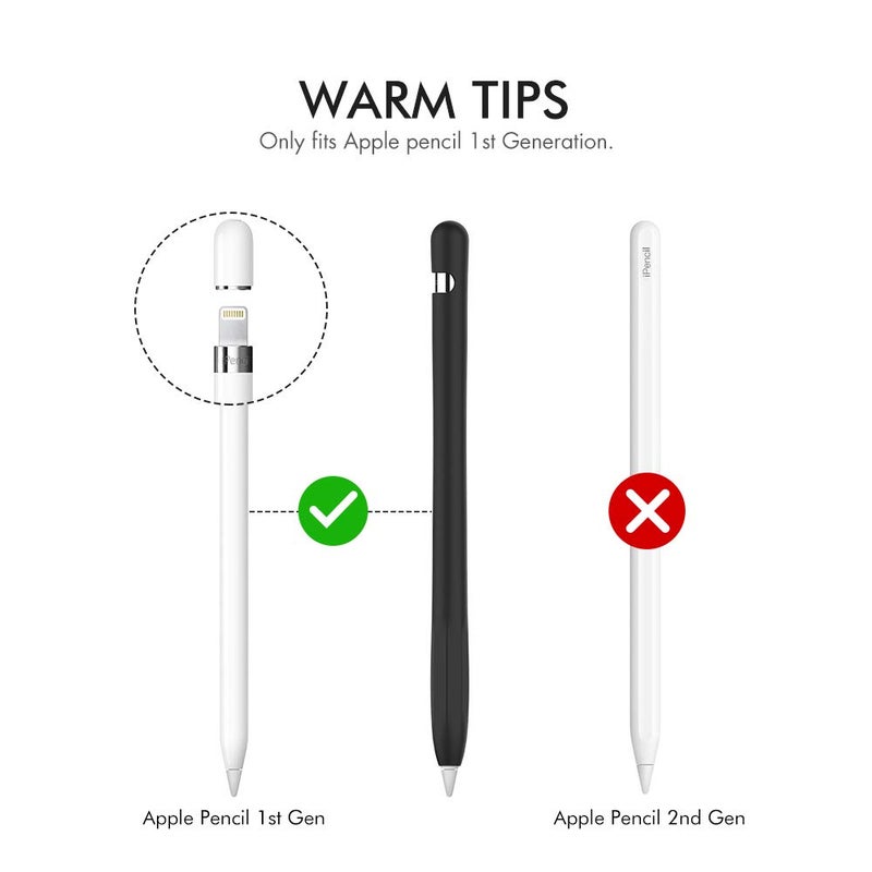 AhaStyle Anti-Slip Case Sleeve Silicone Protective Skin [ Added Cable Adapter Tether Kit] Compatible with Apple Pencil 1st Generation - Image 3